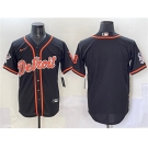 Men's Detroit Tigers Blank Black With Patch Cool Base Stitched Baseball Jersey