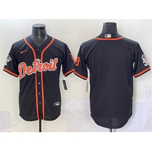 Men's Detroit Tigers Blank Black With Patch Cool Base Stitched Baseball Jersey