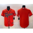 Men's Detroit Tigers Blank Orange With Patch Cool Base Stitched Baseball Jersey