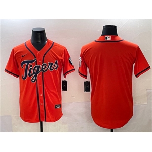 Men's Detroit Tigers Blank Orange With Patch Cool Base Stitched Baseball Jersey