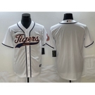 Men's Detroit Tigers Blank White Cool Base Stitched Baseball Jersey