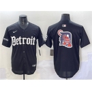 Men's Detroit Tigers Team Big Logo Black 'Motor Gothic Edition' Vapor Premier Limited Stitched Baseball Jersey