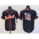 Men's Detroit Tigers Team Big Logo Black With Patch Cool Base Stitched Baseball Jersey