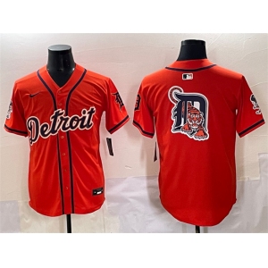 Men's Detroit Tigers Team Big Logo Orange With Patch Vapor Premier Limited Stitched Baseball Jersey
