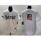 Men's Detroit Tigers Team Big Logo White 'Motor Gothic Edition' Vapor Premier Limited Stitched Baseball Jersey