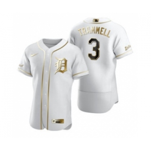 Men's Nike Detroit Tigers #3 Alan Trammell White 2020 Authentic Golden Edition Baseball Jersey