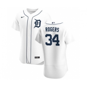 Men's Nike Detroit Tigers #34 Jake Rogers White Home 2020 Authentic Player Baseball Jersey