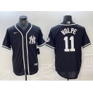 Men's New York Yankees #11 Anthony Volpe Black White Cool Base Stitched Jersey