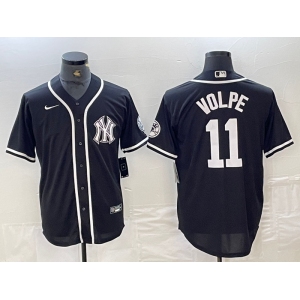 Men's New York Yankees #11 Anthony Volpe Black White Cool Base Stitched Jersey