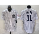 Men's New York Yankees #11 Anthony Volpe Name White With Patch 2024 Cool Base Stitched Jersey