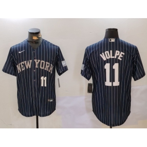 Men's New York Yankees #11 Anthony Volpe Navy Pinstripe Fashion Cool Base Jerseys