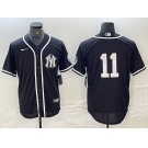 Men's New York Yankees #11 Anthony Volpe No Name Black White Cool Base Stitched Jersey