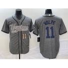 Men's New York Yankees #11 Anthony Volpe Number Grey Gridiron Cool Base Stitched Baseball Jersey