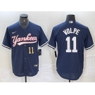 Men's New York Yankees #11 Anthony Volpe Number Navy Cool Base Stitched Baseball Jersey