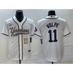 Men's New York Yankees #11 Anthony Volpe Number White Cool Base Stitched Baseball Jersey