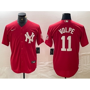 Men's New York Yankees #11 Anthony Volpe Red Fashion Cool Base Jersey