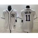 Men's New York Yankees #11 Anthony Volpe White Fashion Cool Base Jersey