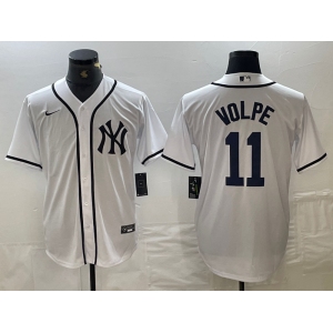 Men's New York Yankees #11 Anthony Volpe White Fashion Cool Base Jersey
