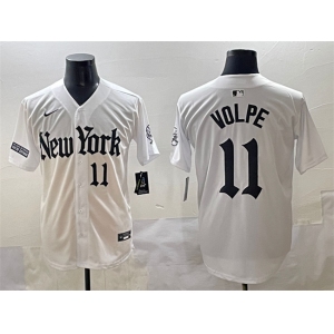 Men's New York Yankees #11 Anthony Volpe White 'Gothic Legacy Edition' Vapor Premier Limited Stitched Baseball Jersey