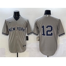 Men's New York Yankees #12 Trent Grisham Grey Cool Base Stitched Baseball Jersey