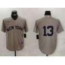 Men's New York Yankees #13 Jazz Chisholm Jr Grey Cool Base Stitched Jersey