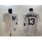 Men's New York Yankees #13 Jazz Chisholm Jr. White Cool Base Stitched Baseball Jersey