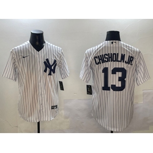 Men's New York Yankees #13 Jazz Chisholm Jr. White Cool Base Stitched Baseball Jersey