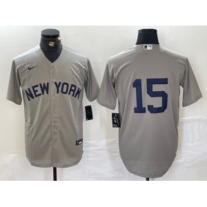 Men's New York Yankees #15 Thurman Munson Grey Stitched Nike Cool Base Jersey