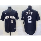 Men's New York Yankees #2 Derek Jeter Black Limited Stitched Baseball Jersey