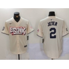 Men's New York Yankees #2 Derek Jeter Cream Limited Stitched Baseball Jersey