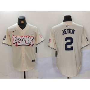 Men's New York Yankees #2 Derek Jeter Cream Limited Stitched Baseball Jersey