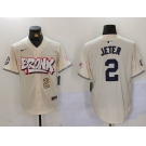 Men's New York Yankees #2 Derek Jeter Cream Limited Stitched Baseball Jerseys