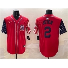 Men's New York Yankees #2 Derek Jeter Red American Style Limited Stitched Baseball Jersey