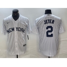 Men's New York Yankees #2 Derek Jeter White 2024 Cool Base Stitched Jerseys