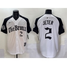 Men's New York Yankees #2 Derek Jeter White Black 'Gothic Legacy Edition' Vapor Premier Limited Stitched Baseball Jersey
