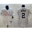 Men's New York Yankees #2 Derek Jeter White Bronx Graffiti Vapor Limited Stitched Baseball Jersey