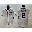 Men's New York Yankees #2 Derek Jeter White Fashion Cool Base Jersey