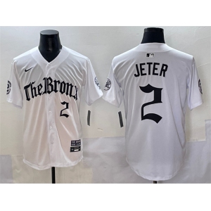 Men's New York Yankees #2 Derek Jeter White 'Gothic Legacy Edition' Vapor Premier Limited Stitched Baseball Jersey