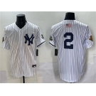 Men's New York Yankees #2 Derek Jeter White Strip World Series Limited Stitched Baseball Jersey