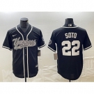 Men's New York Yankees #22 Juan Soto Black Cool Base Stitched Baseball Jersey