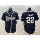 Men's New York Yankees #22 Juan Soto Black With Patch Cool Base Stitched Baseball Jersey