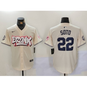 Men's New York Yankees #22 Juan Soto Cream Limited Stitched Baseball Jersey