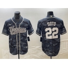 Men's New York Yankees #22 Juan Soto Grey Camo Cool Base With Patch Stitched Baseball Jersey