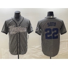 Men's New York Yankees #22 Juan Soto Grey Gridiron Cool Base Stitched Baseball Jersey