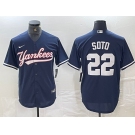 Men's New York Yankees #22 Juan Soto Navy Cool Base Stitched Baseball Jersey