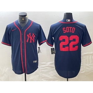 Men's New York Yankees #22 Juan Soto Navy Red Fashion Cool Base Jersey