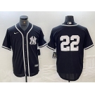 Men's New York Yankees #22 Juan Soto No Name Black White Cool Base Stitched Jersey