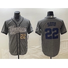 Men's New York Yankees #22 Juan Soto Number Grey Gridiron Cool Base Stitched Baseball Jersey