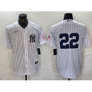 Men's New York Yankees #22 Juan Soto White With Patch 2024 Cool Base Stitched Jersey