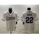 Men's New York Yankees #22 Juan Soto White With Patch Cool Base Stitched Baseball Jersey2